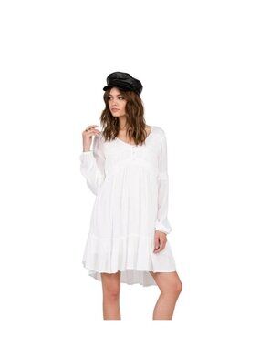 NWT Volcom Ethos White Long Sleeve Bohemian Mini Dress Size L